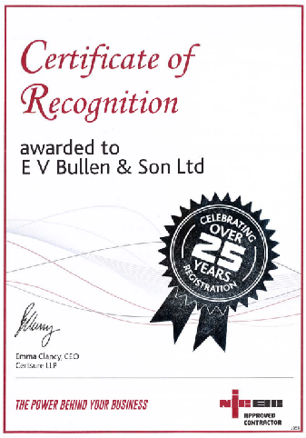 Certificate of Recognition for 25 years Registration